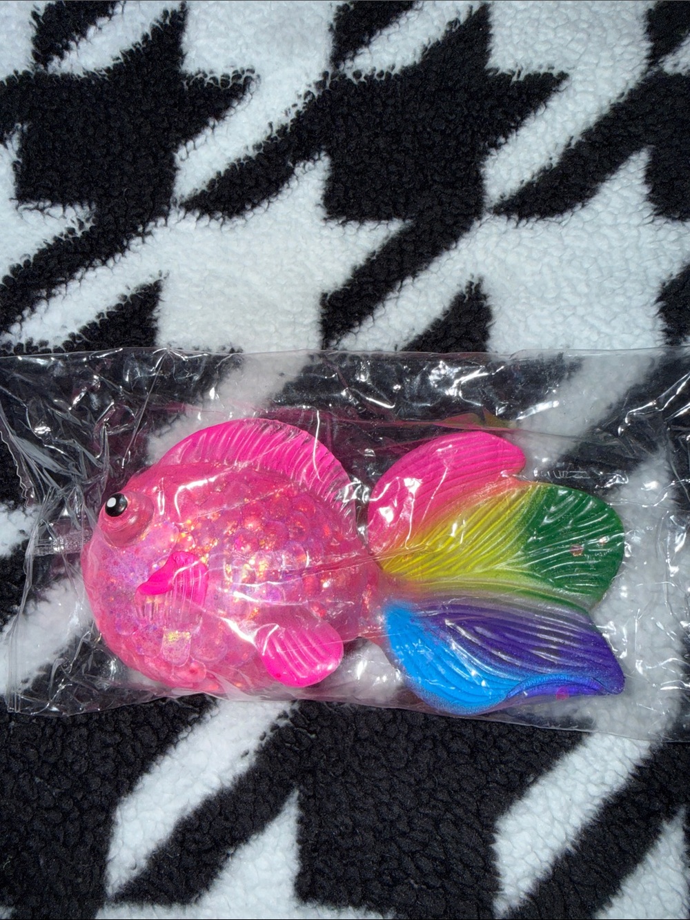 Bright Pink Rainbow Fish Squishy Toy for Kids